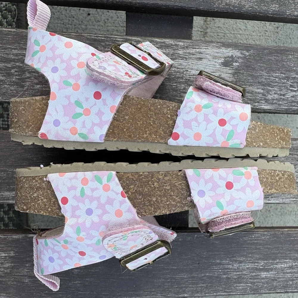 Carter's Toddler 6M Pink Duncan Floral Sandals Cottagecore Boho Cork Footbed